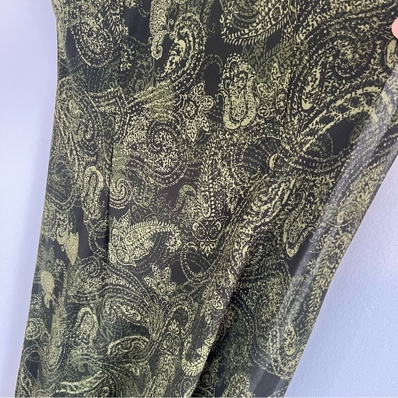 Studio I Sleeveless Maxi Dress Paisley Olive Green Sz 8 Flowy Romantic Y2K 90s - Picture 13 of 15